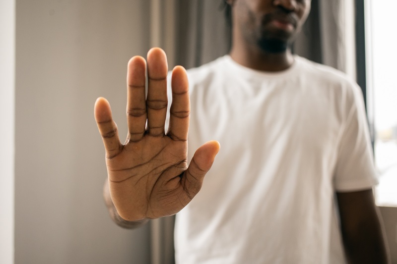 Man with hand out