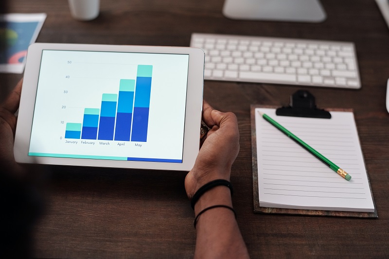 bar chart on tablet
