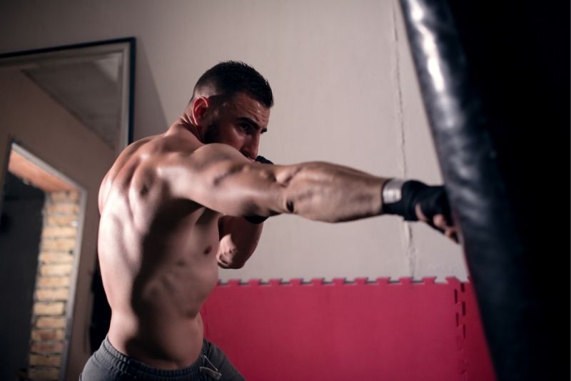 Man punching a bag