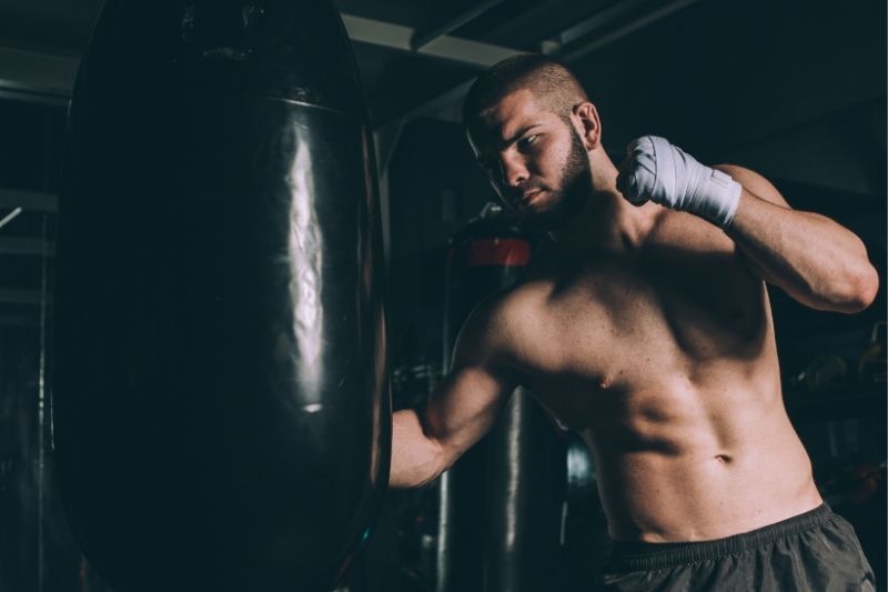 Punching a punching bag
